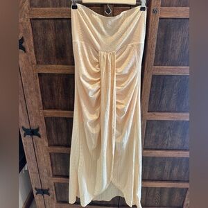 chic Cream Eyelet Drape Maxi Skirt